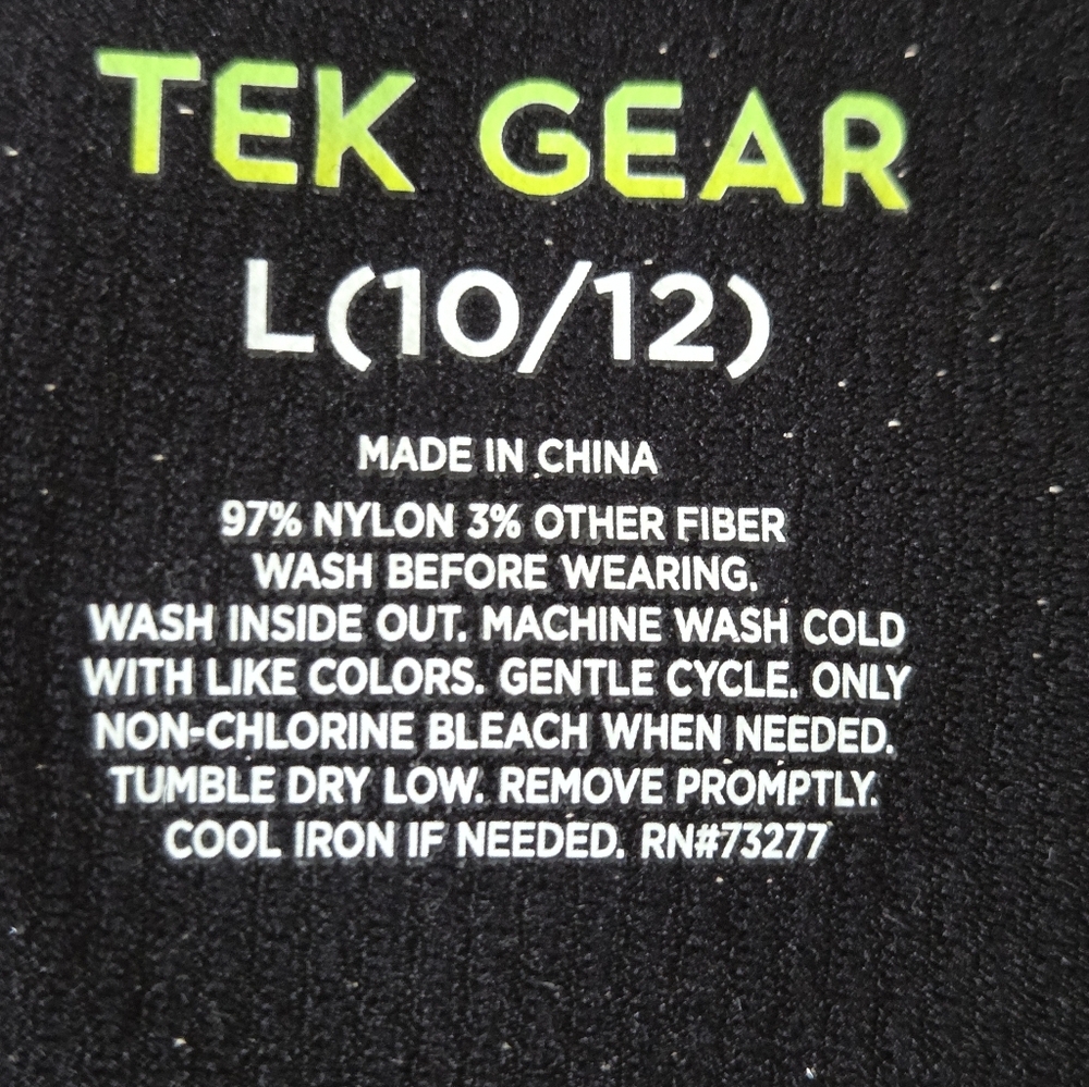 Tek Gear Girl's Sparkle Scoop Neck Long Sleeve Rib Top Black Size Large (10-12) - Picture 5 of 5